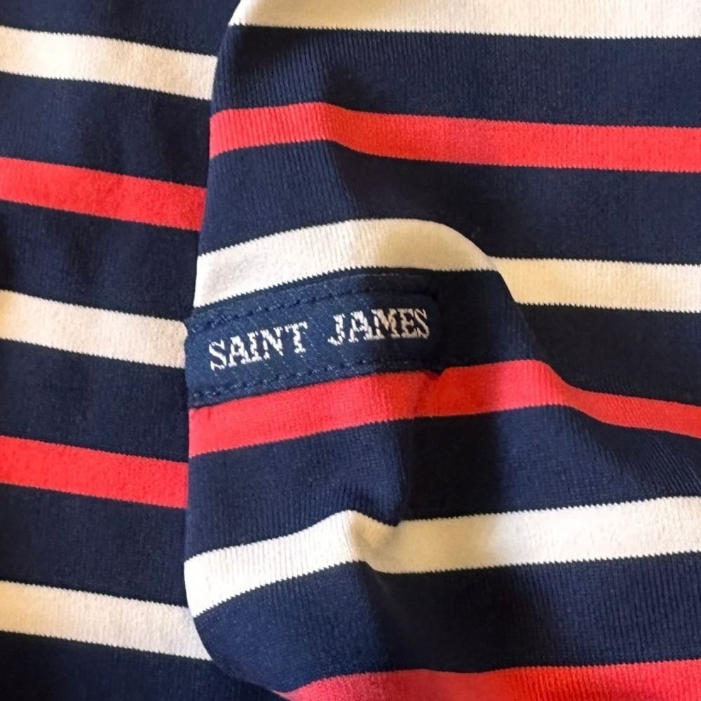 Saint James Propriano Anti UV Nautical stripe Sheath Dress Size8 Navy Pink White - Picture 6 of 11